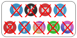 Social media logos crossed-out